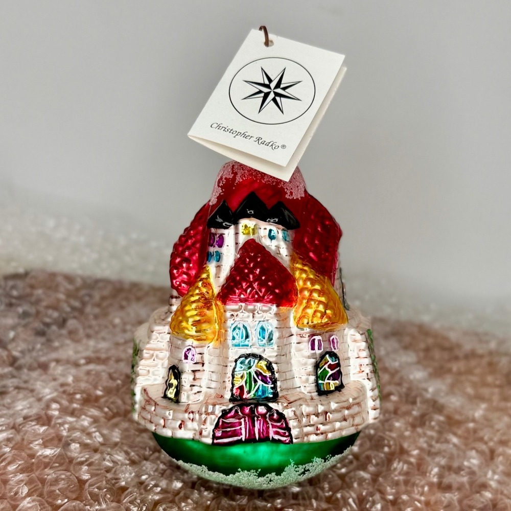 Christopher Radko 1996 Far Away Places 5" Castle Ornament Vintage Blown Glass
